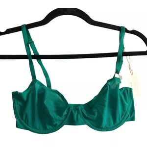 Smoothez by Aerie Bra Balconette Sheer Mesh Unlined Underwire Green
